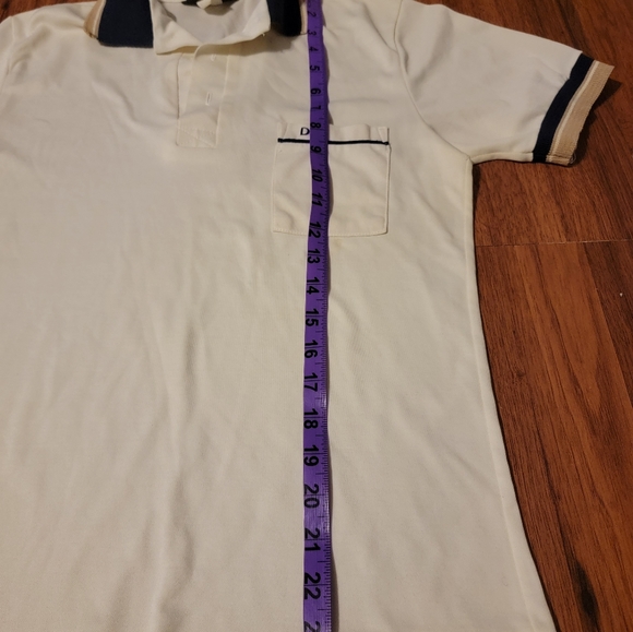 Vintage Dino di Milano Cream and Navy Polo Shirt - Size Small - Picture 5 of 5